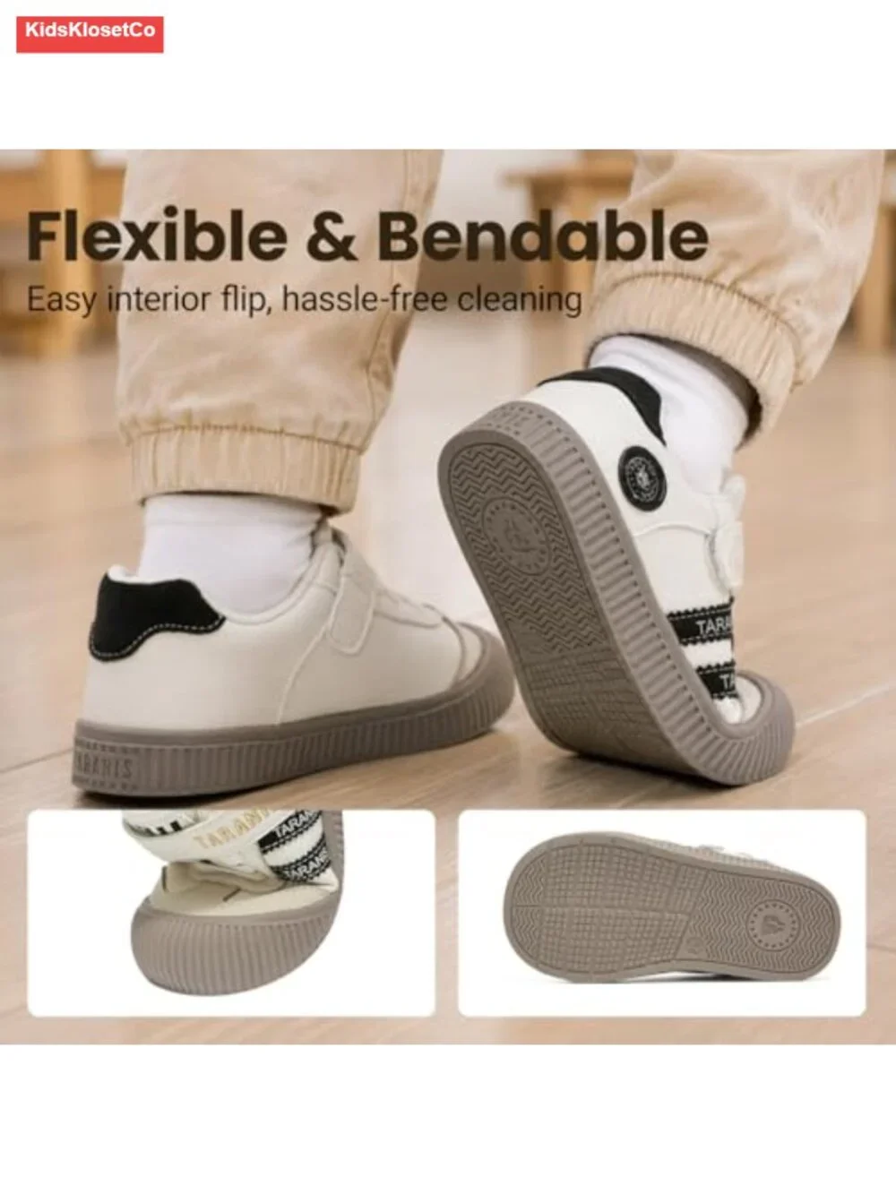 Kids Retro Sneakers Wide Toe Box Hook and Loop Walking Shoes